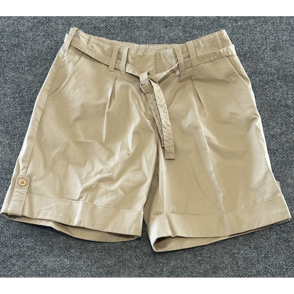 J. Jill‎ Women's Genuine Fit At Waist High Rise Cuffed Khaki Shorts Size 6T